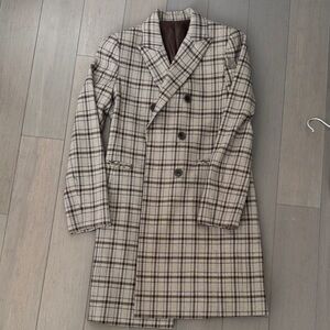 Plaid Double Breasted Coat Women’s Small Korean Style Vintage Blazer Coat